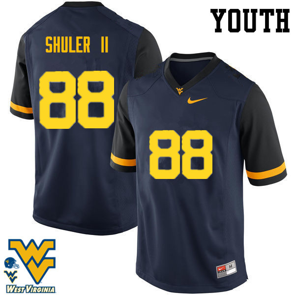 Youth #88 Adam Shuler II West Virginia Mountaineers College Football Jerseys-Navy - Click Image to Close